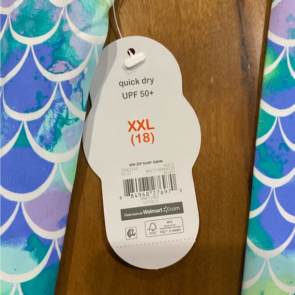 {NWT} Wonder Nation | Mermaid Scale Zip Front LS Rashguard Swimsuit (XXL/18) - Picture 3 of 4